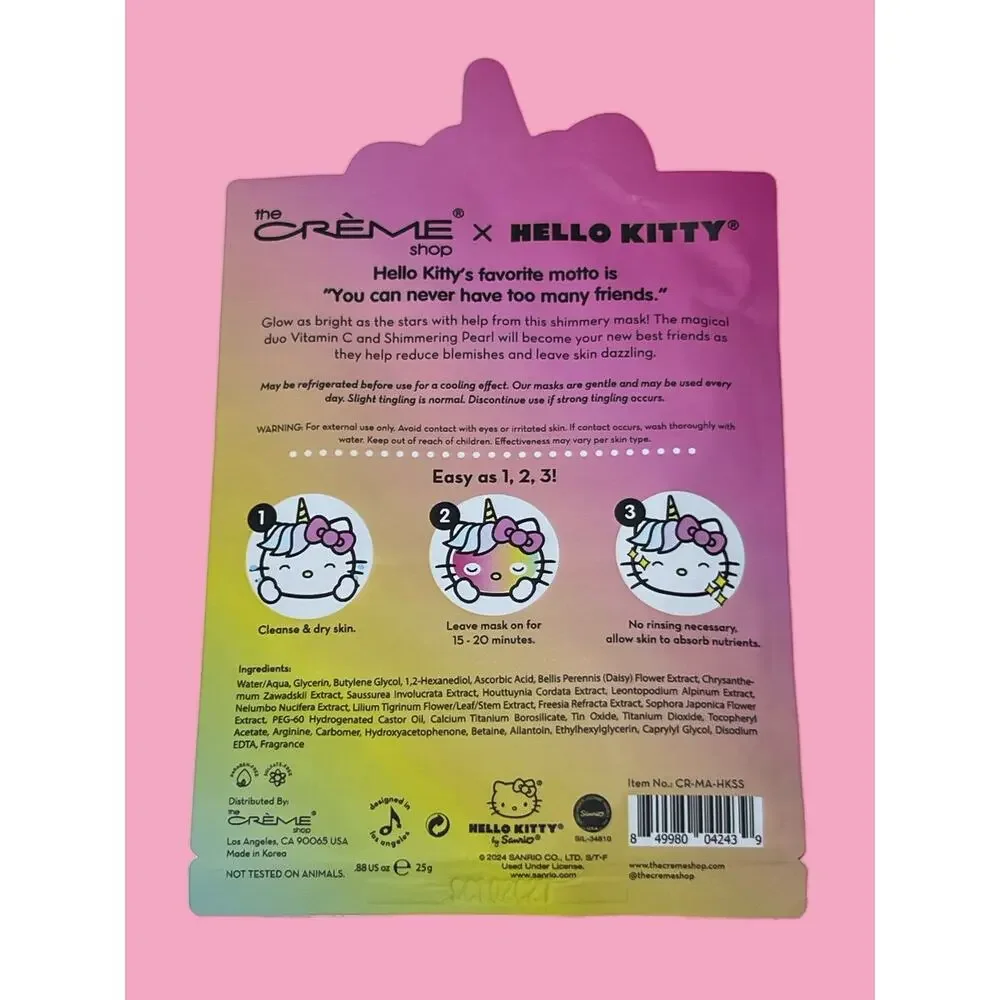The Crème Shop Hello Kitty Glowing Sheet Masks Set of 2 K-Beauty NWT